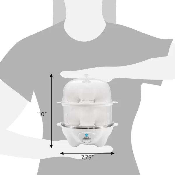 imageElite Gourmet EGC1405M 2Tiered Rapid Egg Cooker 5Egg Poacher Omelets Soft Medium HardBoiled Eggs with Auto ShutOff and Buzzer BPA Free 14 eggs MintWhite