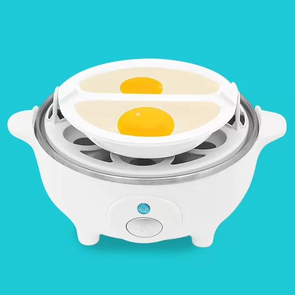 imageElite Gourmet EGC1405M 2Tiered Rapid Egg Cooker 5Egg Poacher Omelets Soft Medium HardBoiled Eggs with Auto ShutOff and Buzzer BPA Free 14 eggs MintWhite