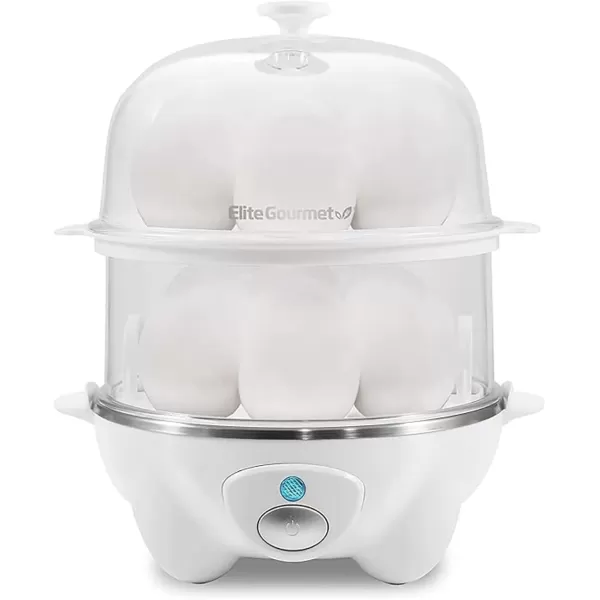 imageElite Gourmet EGC1405M 2Tiered Rapid Egg Cooker 5Egg Poacher Omelets Soft Medium HardBoiled Eggs with Auto ShutOff and Buzzer BPA Free 14 eggs MintWhite