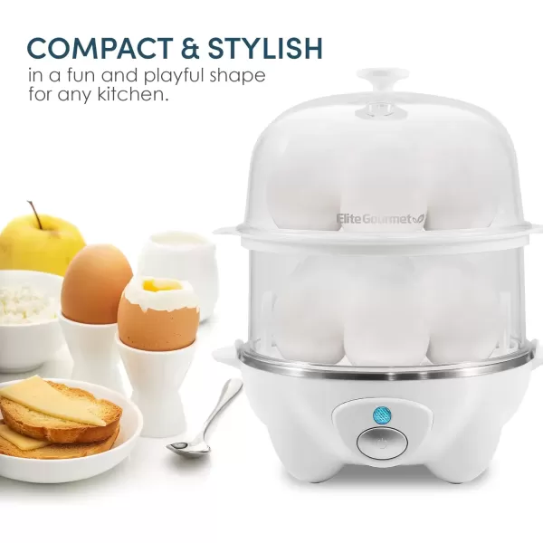 imageElite Gourmet EGC1405M 2Tiered Rapid Egg Cooker 5Egg Poacher Omelets Soft Medium HardBoiled Eggs with Auto ShutOff and Buzzer BPA Free 14 eggs MintWhite