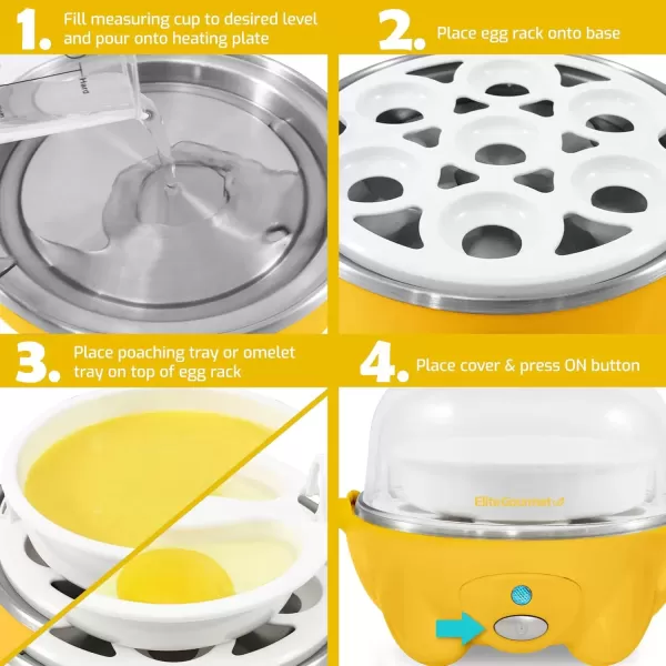 imageElite Gourmet EGC1405M 2Tiered Rapid Egg Cooker 5Egg Poacher Omelets Soft Medium HardBoiled Eggs with Auto ShutOff and Buzzer BPA Free 14 eggs MintYellow