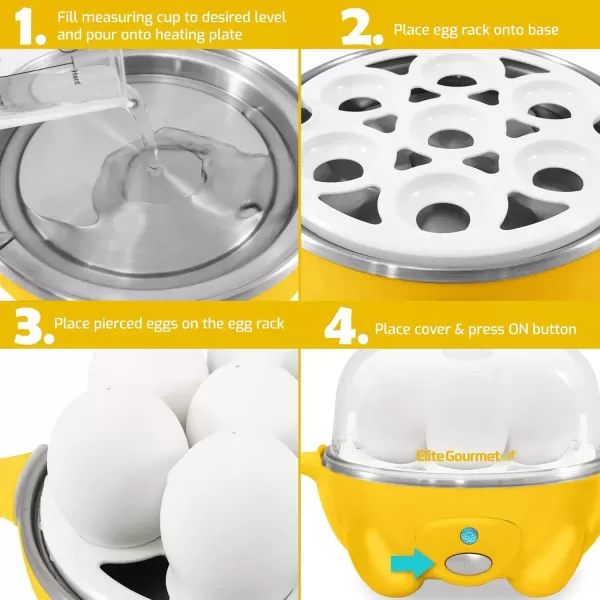 imageElite Gourmet EGC1405M 2Tiered Rapid Egg Cooker 5Egg Poacher Omelets Soft Medium HardBoiled Eggs with Auto ShutOff and Buzzer BPA Free 14 eggs MintYellow