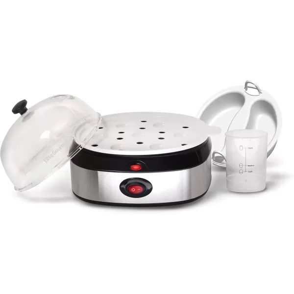 imageElite Gourmet EGC207 Easy Electric 7 Egg Capacity Cooker No Alarm Nonstick Omelet Maker Scrambled Soft Medium Hard Boiled with Auto ShutOff BPA FreeStainless Steel