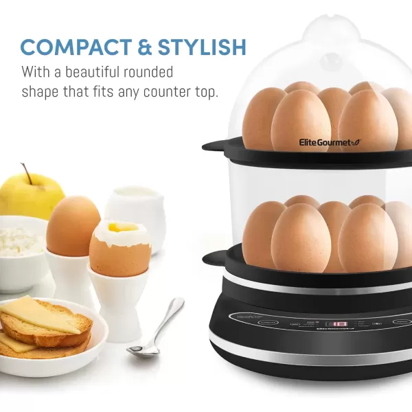 imageElite Gourmet EGC314M Easy Egg Cooker Food Steamer Rice Cooker Poacher Omelet ampamp Soft Medium HardBoiled with Programmable Presets and Delay Timer BPA Free 14 eggs MintCharcoal