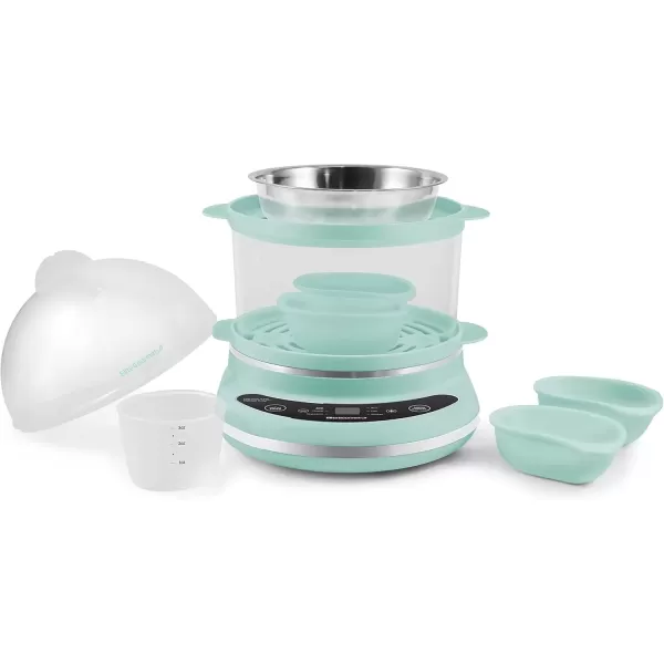 imageElite Gourmet EGC314M Easy Egg Cooker Food Steamer Rice Cooker Poacher Omelet ampamp Soft Medium HardBoiled with Programmable Presets and Delay Timer BPA Free 14 eggs MintMint