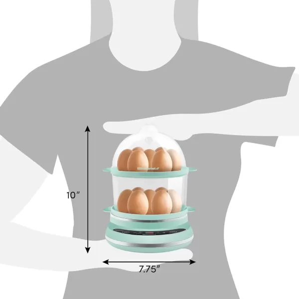 imageElite Gourmet EGC314M Easy Egg Cooker Food Steamer Rice Cooker Poacher Omelet ampamp Soft Medium HardBoiled with Programmable Presets and Delay Timer BPA Free 14 eggs MintMint