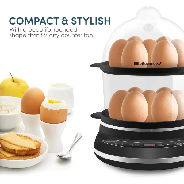 imageElite Gourmet EGC314M Easy Egg Cooker Food Steamer Rice Cooker Poacher Omelet ampamp Soft Medium HardBoiled with Programmable Presets and Delay Timer BPA Free 14 eggs MintBlack