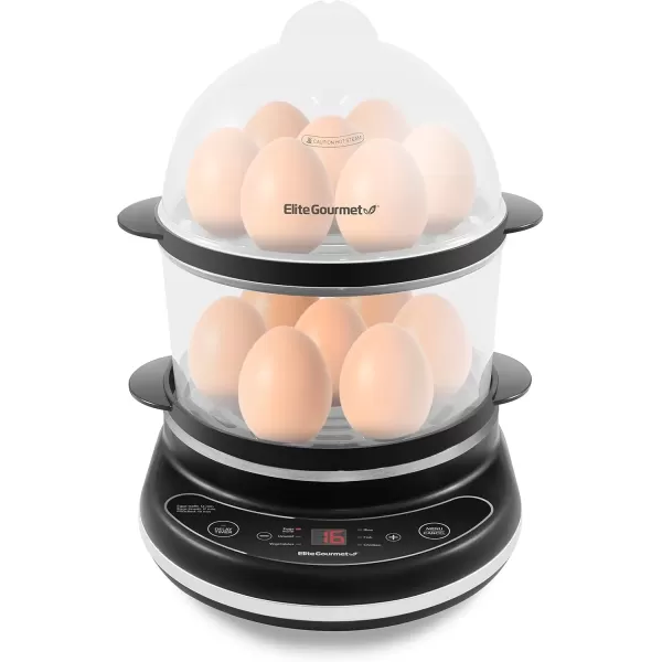 imageElite Gourmet EGC314M Easy Egg Cooker Food Steamer Rice Cooker Poacher Omelet ampamp Soft Medium HardBoiled with Programmable Presets and Delay Timer BPA Free 14 eggs MintBlack