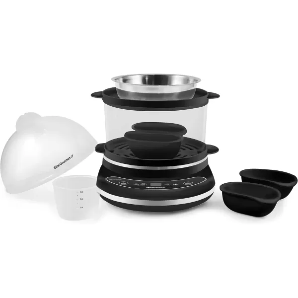 imageElite Gourmet EGC314M Easy Egg Cooker Food Steamer Rice Cooker Poacher Omelet ampamp Soft Medium HardBoiled with Programmable Presets and Delay Timer BPA Free 14 eggs MintBlack