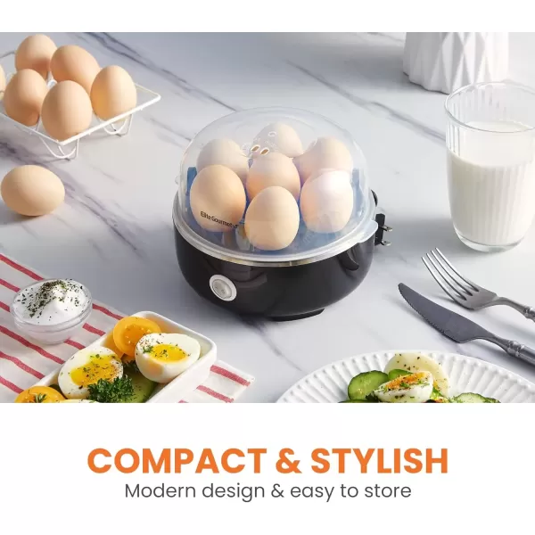 imageElite Gourmet EGC322CW Easy Egg Cooker Electric 7Egg Capacity Soft Medium HardBoiled Egg Cooker with Auto ShutOff Measuring Cup Included BPA Free Classic WhiteClassic Black