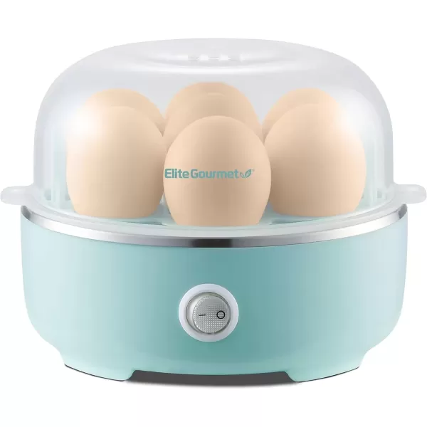 imageElite Gourmet EGC322CW Easy Egg Cooker Electric 7Egg Capacity Soft Medium HardBoiled Egg Cooker with Auto ShutOff Measuring Cup Included BPA Free Classic WhiteRetro Mint