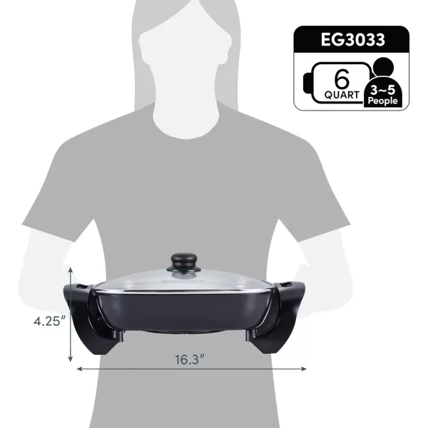 imageElite Gourmet EGL6101 Personal Stir Fry Griddle Pan Rapid Heat Up 650 Watts Nonstick Electric Skillet with Tempered Glass Lid RedDark Gray
