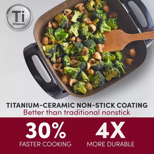 imageElite Gourmet EGL6101 Personal Stir Fry Griddle Pan Rapid Heat Up 650 Watts Nonstick Electric Skillet with Tempered Glass Lid RedDark Gray