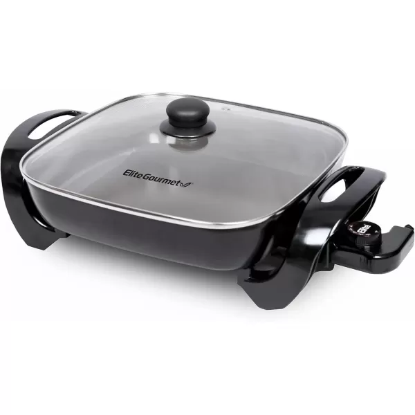 imageElite Gourmet EGL6101 Personal Stir Fry Griddle Pan Rapid Heat Up 650 Watts Nonstick Electric Skillet with Tempered Glass Lid RedDark Gray