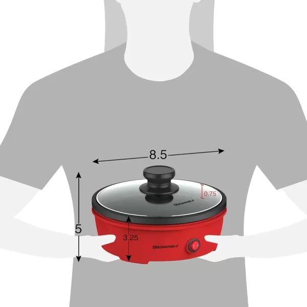 imageElite Gourmet EGL6101 Personal Stir Fry Griddle Pan Rapid Heat Up 650 Watts Nonstick Electric Skillet with Tempered Glass Lid RedRed