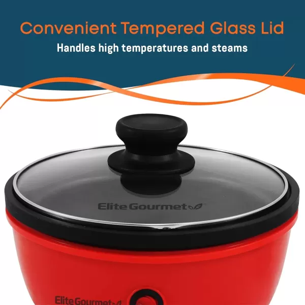 imageElite Gourmet EGL6101 Personal Stir Fry Griddle Pan Rapid Heat Up 650 Watts Nonstick Electric Skillet with Tempered Glass Lid RedRed