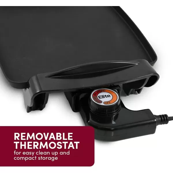 imageElite Gourmet EGR2722A Electric 105quot x 85quot Griddle Cooltouch Handles NonStick Surface RemovableAdjustable Thermostat Skid FreeRubber Feet Black105 x 85