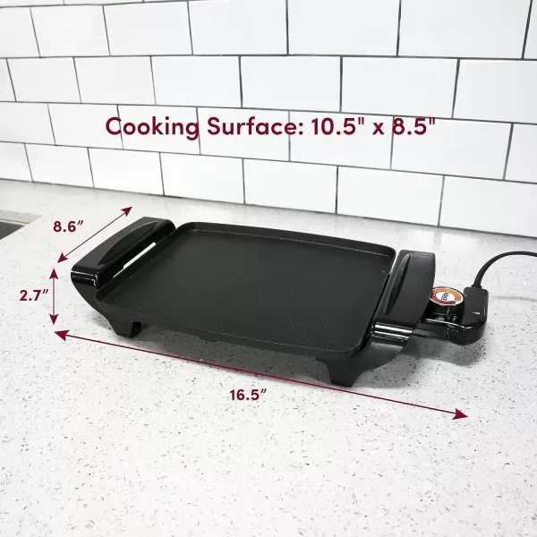 imageElite Gourmet EGR2722A Electric 105quot x 85quot Griddle Cooltouch Handles NonStick Surface RemovableAdjustable Thermostat Skid FreeRubber Feet Black105 x 85