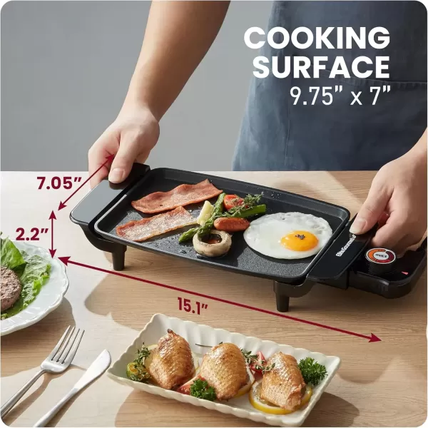 imageElite Gourmet EGR8152 Electric 10quot x 7quot Personal Compact Griddle Cooltouch Handles NonStick Surface RemovableAdjustable Thermostat Black10 x 7