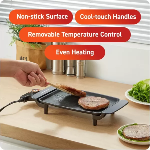 imageElite Gourmet EGR8152 Electric 10quot x 7quot Personal Compact Griddle Cooltouch Handles NonStick Surface RemovableAdjustable Thermostat Black10 x 7