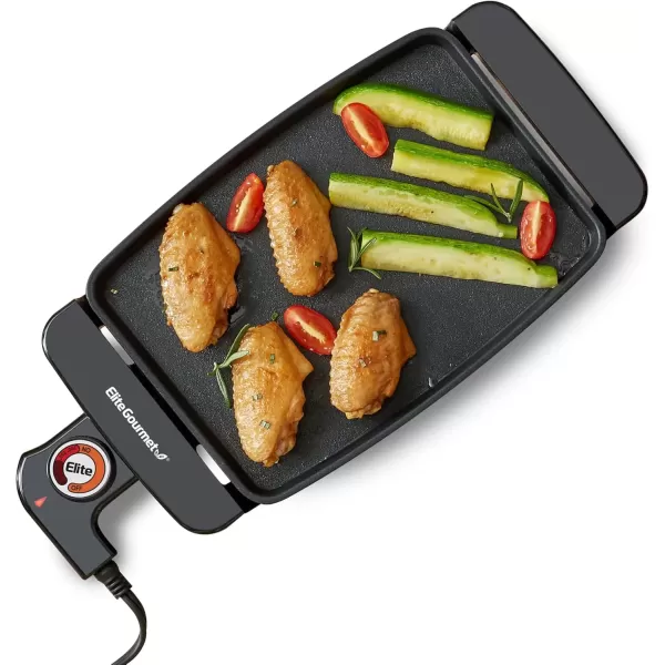imageElite Gourmet EGR8152 Electric 10quot x 7quot Personal Compact Griddle Cooltouch Handles NonStick Surface RemovableAdjustable Thermostat Black10 x 7