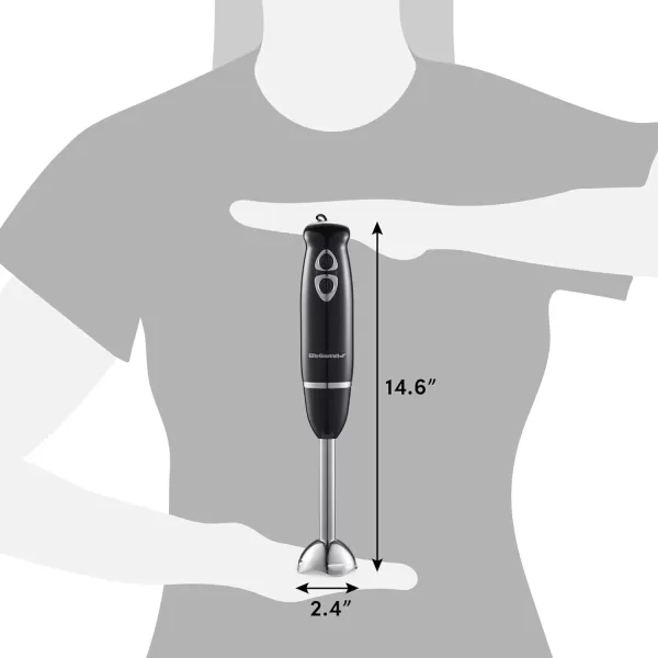 imageElite Gourmet EHB1015 Immersion Hand Blender 500 Watts 2 Speed Mixing with Stainless Steel Blades Detachable Wand Stick Mixer Smoothies Baby Food Soup Black