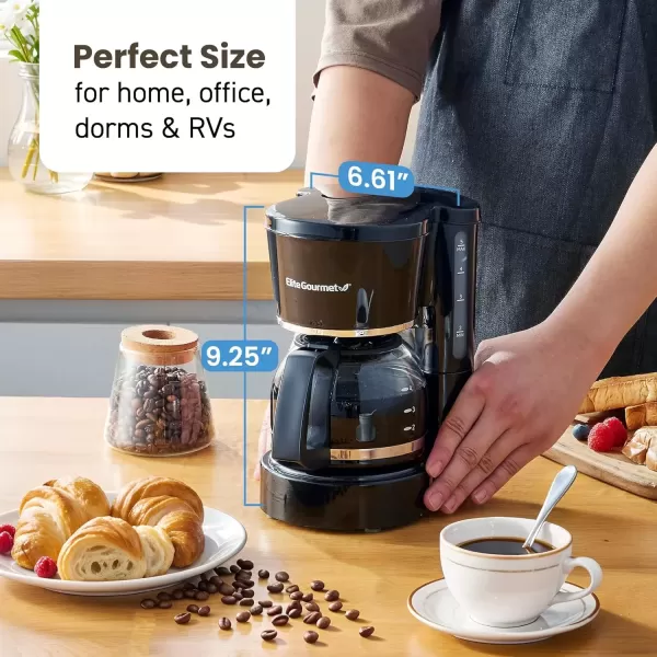 imageElite Gourmet EHC5055 Automatic 5Cup Brew ampamp Drip Coffee Maker with Pause N Serve Reusable Filter OnOff Switch Water Level IndicatorBlack