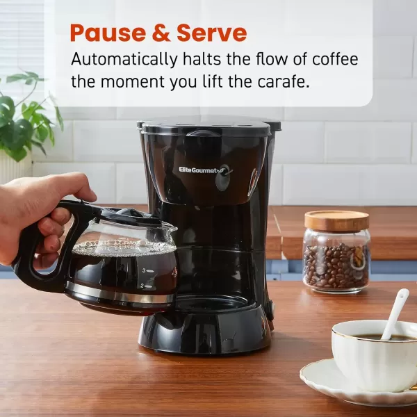 imageElite Gourmet EHC9420 Automatic 5Cup Brew ampamp Drip Coffee Maker with Pause N Serve Reusable Filter OnOff Switch Water Level IndicatorBlack