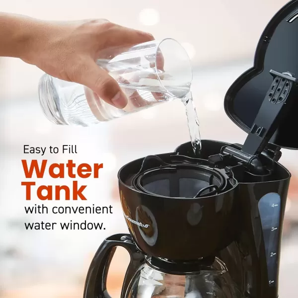 imageElite Gourmet EHC9420 Automatic 5Cup Brew ampamp Drip Coffee Maker with Pause N Serve Reusable Filter OnOff Switch Water Level IndicatorBlack