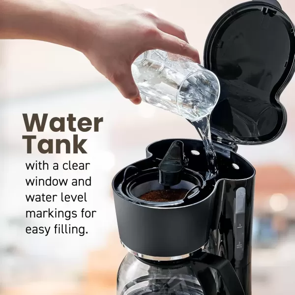 imageElite Gourmet EHC9420 Automatic 5Cup Brew ampamp Drip Coffee Maker with Pause N Serve Reusable Filter OnOff Switch Water Level IndicatorBlack