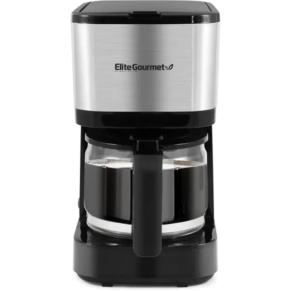 imageElite Gourmet EHC9420 Automatic 5Cup Brew ampamp Drip Coffee Maker with Pause N Serve Reusable Filter OnOff Switch Water Level IndicatorStainless Steel