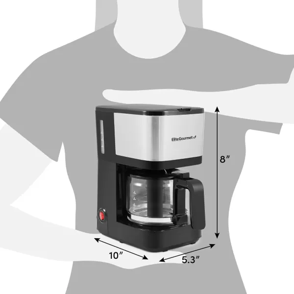 imageElite Gourmet EHC9420 Automatic 5Cup Brew ampamp Drip Coffee Maker with Pause N Serve Reusable Filter OnOff Switch Water Level IndicatorStainless Steel
