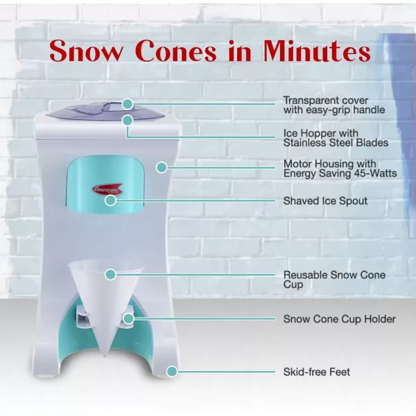 imageElite Gourmet EIC629 Electric Countertop Snow Cone Maker Hawaiian Shave Ice Machine KidFriendly Party Summer Treat Maker Blue