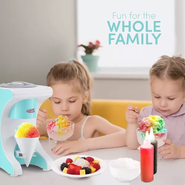 imageElite Gourmet EIC629 Electric Countertop Snow Cone Maker Hawaiian Shave Ice Machine KidFriendly Party Summer Treat Maker Blue