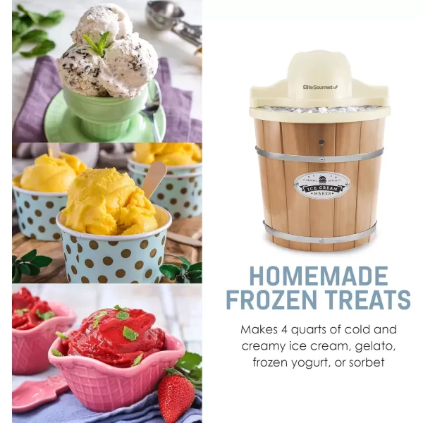 imageElite Gourmet EIM308L 4 Qt Electric Motorized Maker Ice ampamp Rock Salt 4Qt Freezing Canister Creamy Ice Cream Gelato Frozen Yogurt or Sorbet Recipe Booklet 4 Quart MintCream