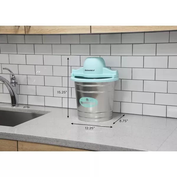 imageElite Gourmet EIM308L 4 Qt Electric Motorized Maker Ice ampamp Rock Salt 4Qt Freezing Canister Creamy Ice Cream Gelato Frozen Yogurt or Sorbet Recipe Booklet 4 Quart MintSilver