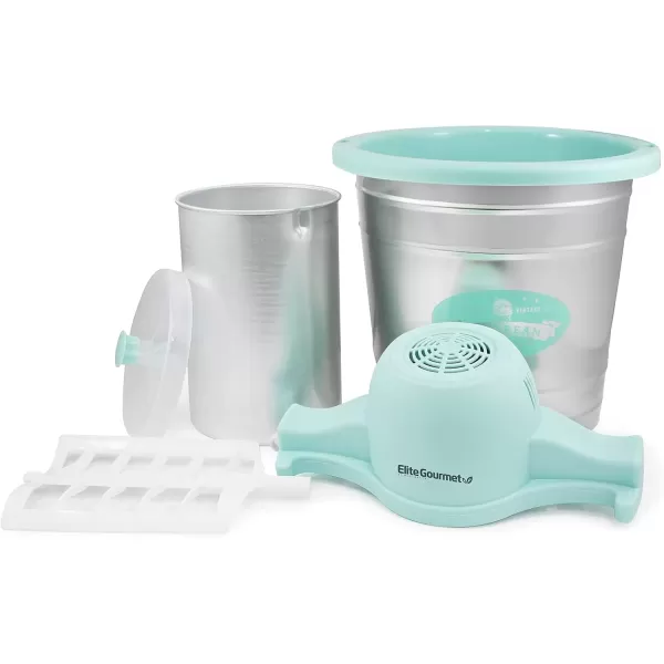 imageElite Gourmet EIM308L 4 Qt Electric Motorized Maker Ice ampamp Rock Salt 4Qt Freezing Canister Creamy Ice Cream Gelato Frozen Yogurt or Sorbet Recipe Booklet 4 Quart MintSilver
