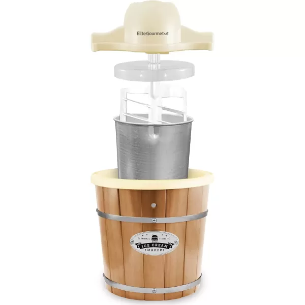 imageElite Gourmet EIM308L 4 Qt Electric Motorized Maker Ice ampamp Rock Salt 4Qt Freezing Canister Creamy Ice Cream Gelato Frozen Yogurt or Sorbet Recipe Booklet 4 Quart MintCream