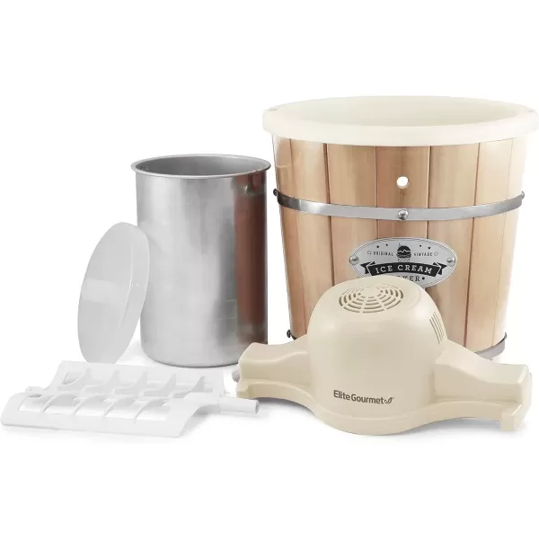 imageElite Gourmet EIM924L 4 quart Old Fashioned Electric Ice Cream Maker Pine BucketCream