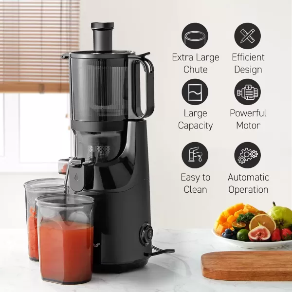 imageElite Gourmet EJX017 Whole Fruit 3 Feeding Chute Dynamic Masticating Slow Juicer High Yield Cold Press Juice Extractor Nutrient and Vitamin Dense Easy to Clean 27 oz Juice Cup BlackGraphite