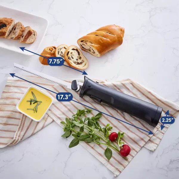 imageElite Gourmet EK9810 Professional Cordless Rechargeable EasySlice Electric Knife with 4 Serrated Blades and Safety Lock Trigger Release Carving Meats Poultry Bread Black