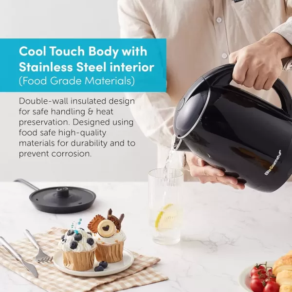 imageElite Gourmet EKT1001 Electric 10L BPAFree 1100W Glass Kettle Cordless 360 Base Stylish Blue LED Interior Handy Auto ShutOff Function  Quickly Boil Water For Tea ampamp More BlackBlack