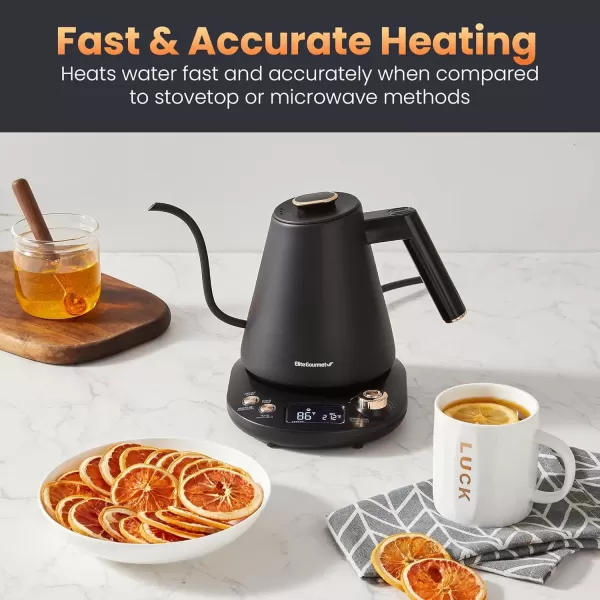 imageElite Gourmet EKT1001 Electric 10L BPAFree 1100W Glass Kettle Cordless 360 Base Stylish Blue LED Interior Handy Auto ShutOff Function  Quickly Boil Water For Tea ampamp More BlackCopper
