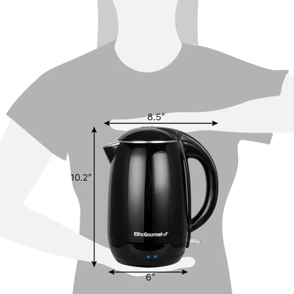 imageElite Gourmet EKT1001 Electric 10L BPAFree 1100W Glass Kettle Cordless 360 Base Stylish Blue LED Interior Handy Auto ShutOff Function  Quickly Boil Water For Tea ampamp More BlackBlack