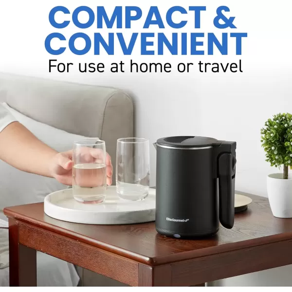imageElite Gourmet EKT1203W 1350W Double Wall Insulated Cool Touch Electric Water Tea Kettle BPA Free Stainless Steel Interior and Auto ShutOffBlack