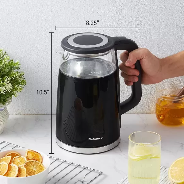 imageElite Gourmet EKT1203W 1350W Double Wall Insulated Cool Touch Electric Water Tea Kettle BPA Free Stainless Steel Interior and Auto ShutOffBlack