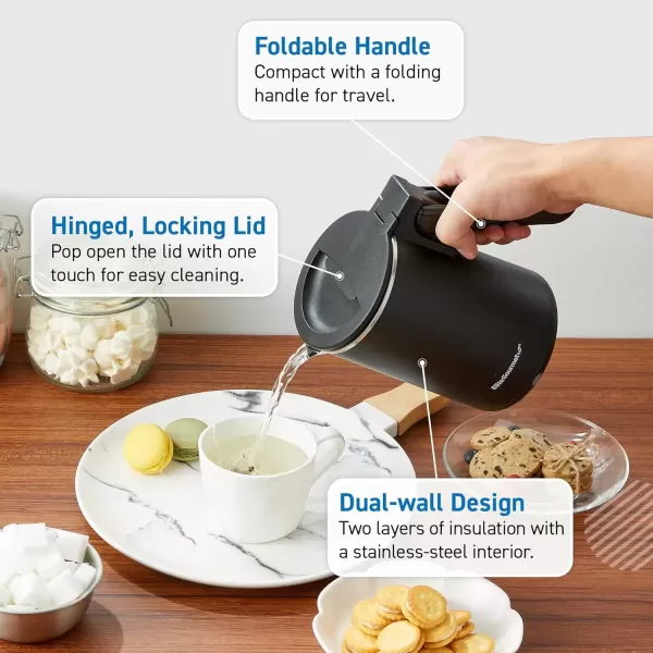 imageElite Gourmet EKT1203W 1350W Double Wall Insulated Cool Touch Electric Water Tea Kettle BPA Free Stainless Steel Interior and Auto ShutOffBlack