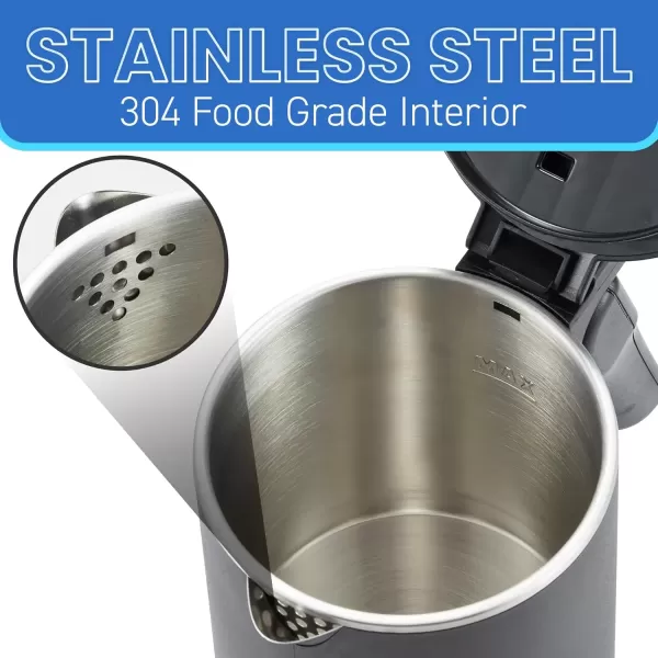 imageElite Gourmet EKT1203W 1350W Double Wall Insulated Cool Touch Electric Water Tea Kettle BPA Free Stainless Steel Interior and Auto ShutOffBlack