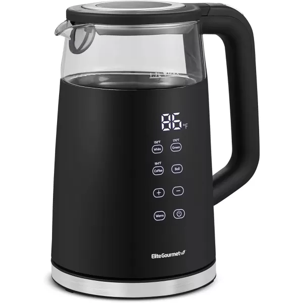 imageElite Gourmet EKT1203W 1350W Double Wall Insulated Cool Touch Electric Water Tea Kettle BPA Free Stainless Steel Interior and Auto ShutOffBlack