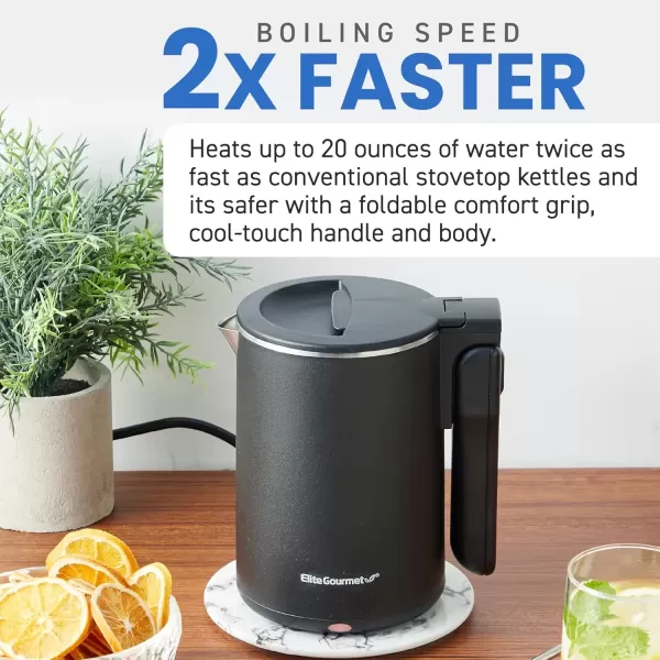 imageElite Gourmet EKT1203W 1350W Double Wall Insulated Cool Touch Electric Water Tea Kettle BPA Free Stainless Steel Interior and Auto ShutOffBlack